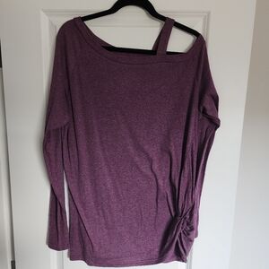 AELSON Women's Cold Shoulder Long Sleeve Shirts Front Twist Knot Tunic Size XXL